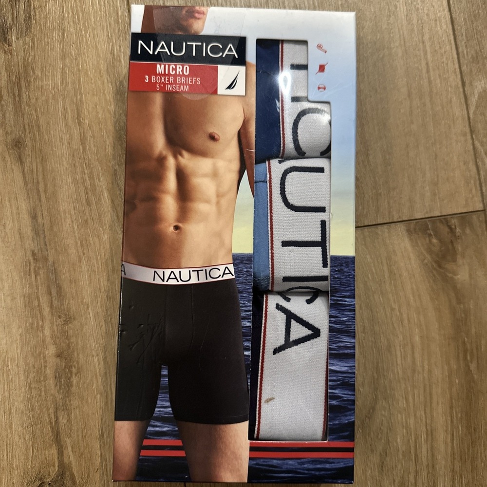 NAUTICA Mens Micro Boxer Briefs Underwear 3 Pack Size Small 28-30 NIB
